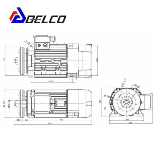مشخصات فنی الکتروموتور ایتال موتورز سه فاز MR107