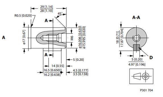 مشخصات ابعادی شفت هیدروموتور دانفوس OMM