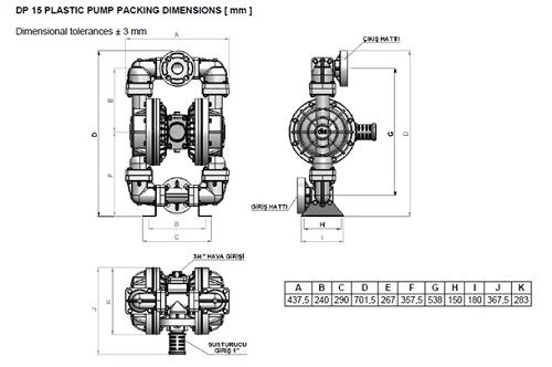 مشخصات فنی پمپ دیافراگمی دیا  DP15