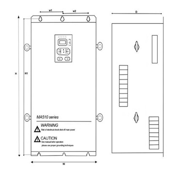 مشخصات ابعادی اینورتر تتا MA510(4050-4070)