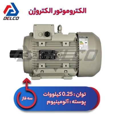 الکتروموتور 0.25 کیلووات سه فاز پوسته آلومینیوم الکتروژن